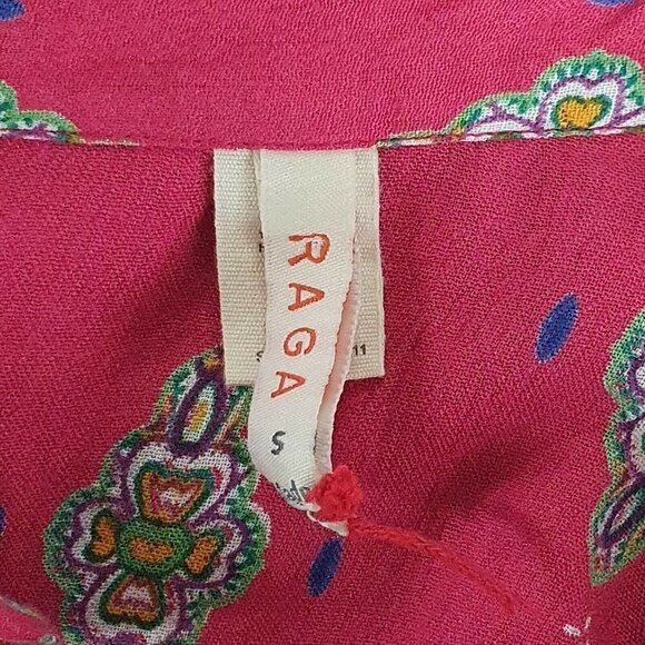 Raga Small Alice Button Down Short Sleeve Boyfriend Medallion Shirt Viscose - Picture 6 of 10